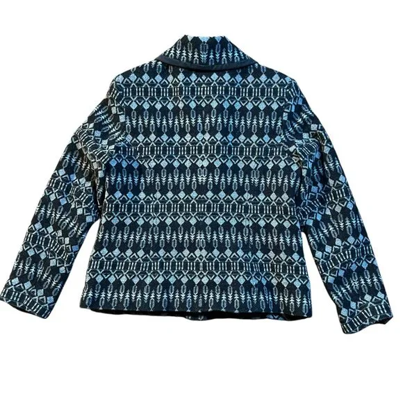 Women's Pendleton 100% Wool Jacquard Pattern Zipper Jacket Coat Blazer - Large - Picture 8 of 15